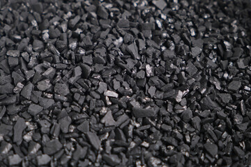 Close-up of black charcoal. Texture background. 