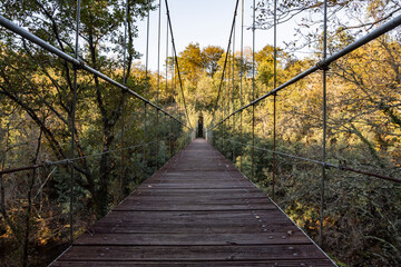 Walk through the suspension bridge of calvelo and its surroundings in pontevedra.