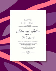 Naklejka na ściany i meble Save the date. An invitation to a wedding celebration. A template for placing your information and text.