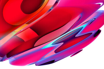 3d render of abstract art fashion 3d background with part of surreal organic curve round wavy elegance meta substance of spherical alien flower sculpture in purple and red matte glass gradient color