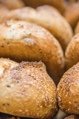 Craft bread on the table at the bakery. The concept of small industries and healthy food