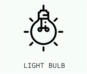  light bulb vector icon.  Editable stroke. Linear symbol for use on web and mobile apps, logo, Print media. Line illustration. Vector isolated on white  background