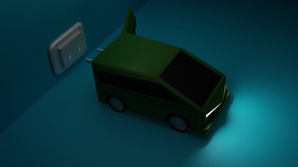 Electric car Charger energy 3D render