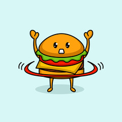 Cute burger mascot logo design
