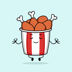 Cute a chicken bucket mascot logo design