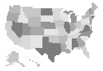 USA dots map state division, Vector illustration, Layering of states.