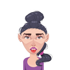 Woman cartoon character avatar, flat style portrait