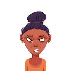 Woman cartoon character avatar, flat style portrait