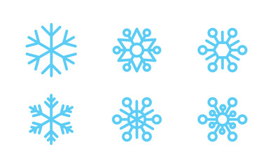 Snowflake icons. Set of snow flake linear symbols. Christmas winter time.