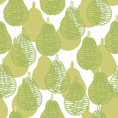 Vector Fruit Pears on White Background Seamless Repeat Pattern. Background for textiles, cards, manufacturing, wallpapers, print, gift wrap and scrapbooking.