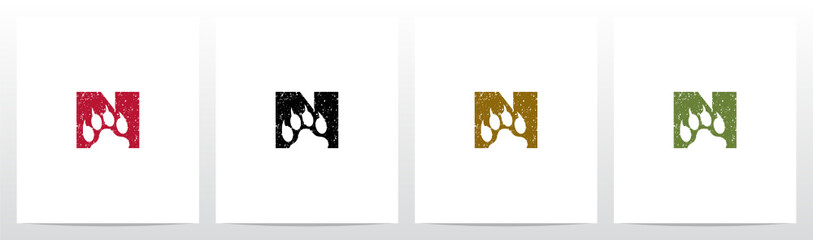 Paw Print With Claws On Letter Logo Design N