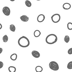 Dots seamless pattern. Hand drawn circles monochrome background texture.