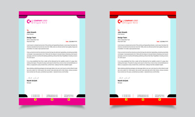 Elegant letterhead design in minimalist Style Business Modern Creative A4 Size vector Red and Orange Design