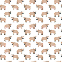 seamless pattern with cow on transparent background