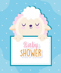 Baby shower cute sheep animal holding banner
