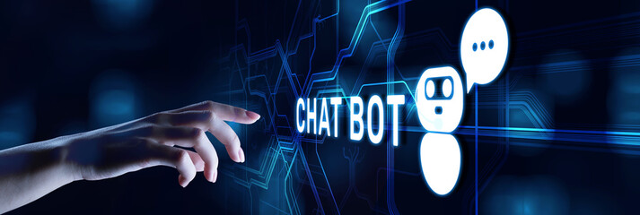 Chatbot Customer service automation NLP natural language processing business technology concept.