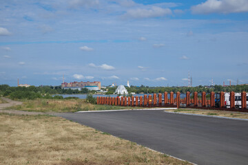 Temple on the island of Po in the middle of the river. Kazan. Russia