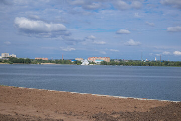 Temple on the island of Po in the middle of the river. Kazan. Russia