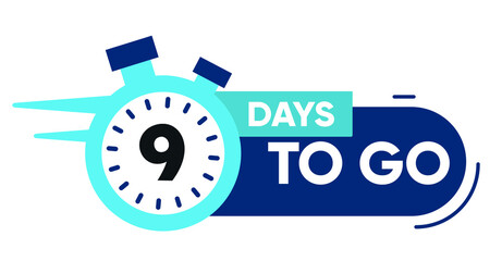 Nine Days Left Icon. 9 Days To Go. Vector illustration