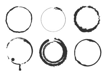 Grunge ink circle, black isolated on white background, vector illustration.