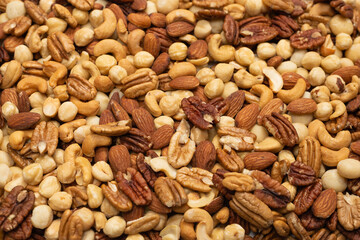Mix of nuts as a background.