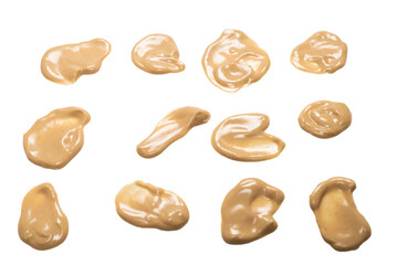 Mushroom sauce splashes isolated on white background.