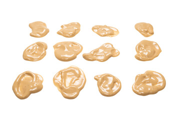 Mushroom sauce splashes isolated on white background.