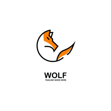 wolf logo simple and unique icon logo design with line art.modern template.