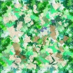 Naklejka premium Seamless pattern of abstract elements in green and yellow shades for textiles.