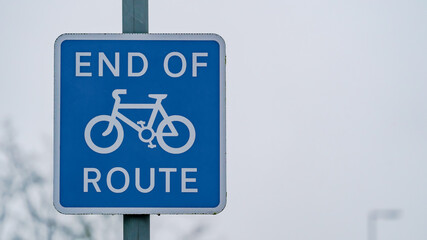 End of route bicycle lane sign