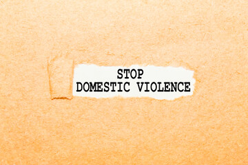 text STOP DOMESTIC VIOLENCE on a torn piece of paper, business concept