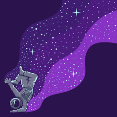 Astronauts having fun illustration logo design