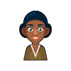 Black African American or Hindu Girl Avatar. Cartoon Style Userpic Icon. Vector