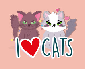 I love cats, cute animals pet feline cartoon