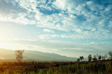 Fototapeta premium Mountain landscape on the border of Northern Thailand and Burma.
