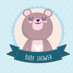 Baby shower, cute teddy bear animal badge