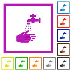 Hand washing flat framed icons