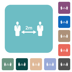 Social distancing 2 meters rounded square flat icons