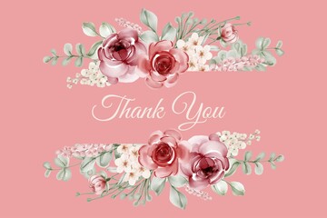 Elegant watercolor floral Pink background frame