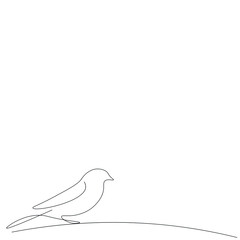 Bird silhouette one line drawing, vector illustration