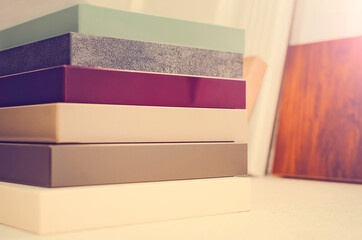 Sample of laminated chipboard and MDF for new construction or renovate building or home.