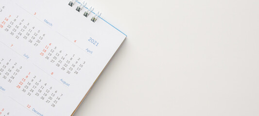 2021 calendar page on white background business planning appointment meeting concept