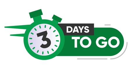 Three Days Left Icon. 3 Days To Go. Vector illustration