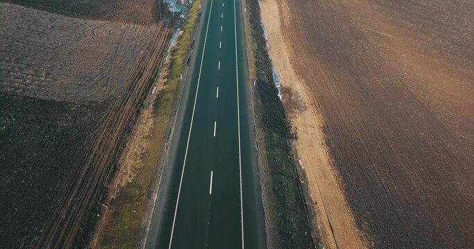 Top view of a deserted highway. Drone view	