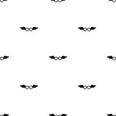 Seamless pattern with black Hipster Glasses with wings. Creative glasses texture.