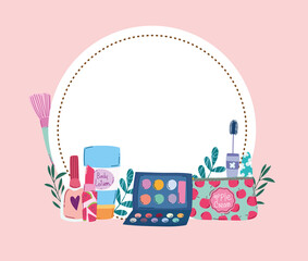 beauty makeup eyeshadow palette cream mascara and nail polish