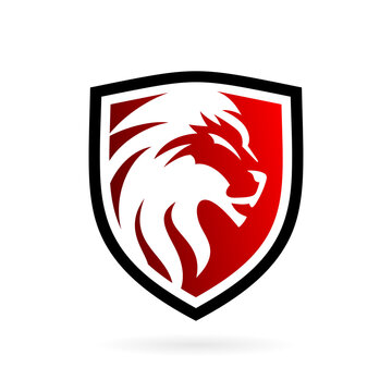 abstract lion shield vector logo