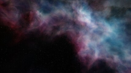 colorful space background with stars, nebula gas cloud in deep outer space, science fiction illustrarion 3d render