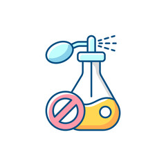 No synthetic fragrances RGB color icons set. Producing body care products. Natural cosmetics production with pure essential oils. Professional skincare.Isolated vector illustrations