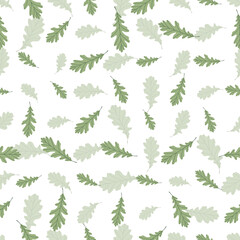 Floral seamless pattern with colorful exotic leaves on white background. Tropic green oak branches. Fashion vector stock illustration for wallpaper, posters, card, fabric, textile
